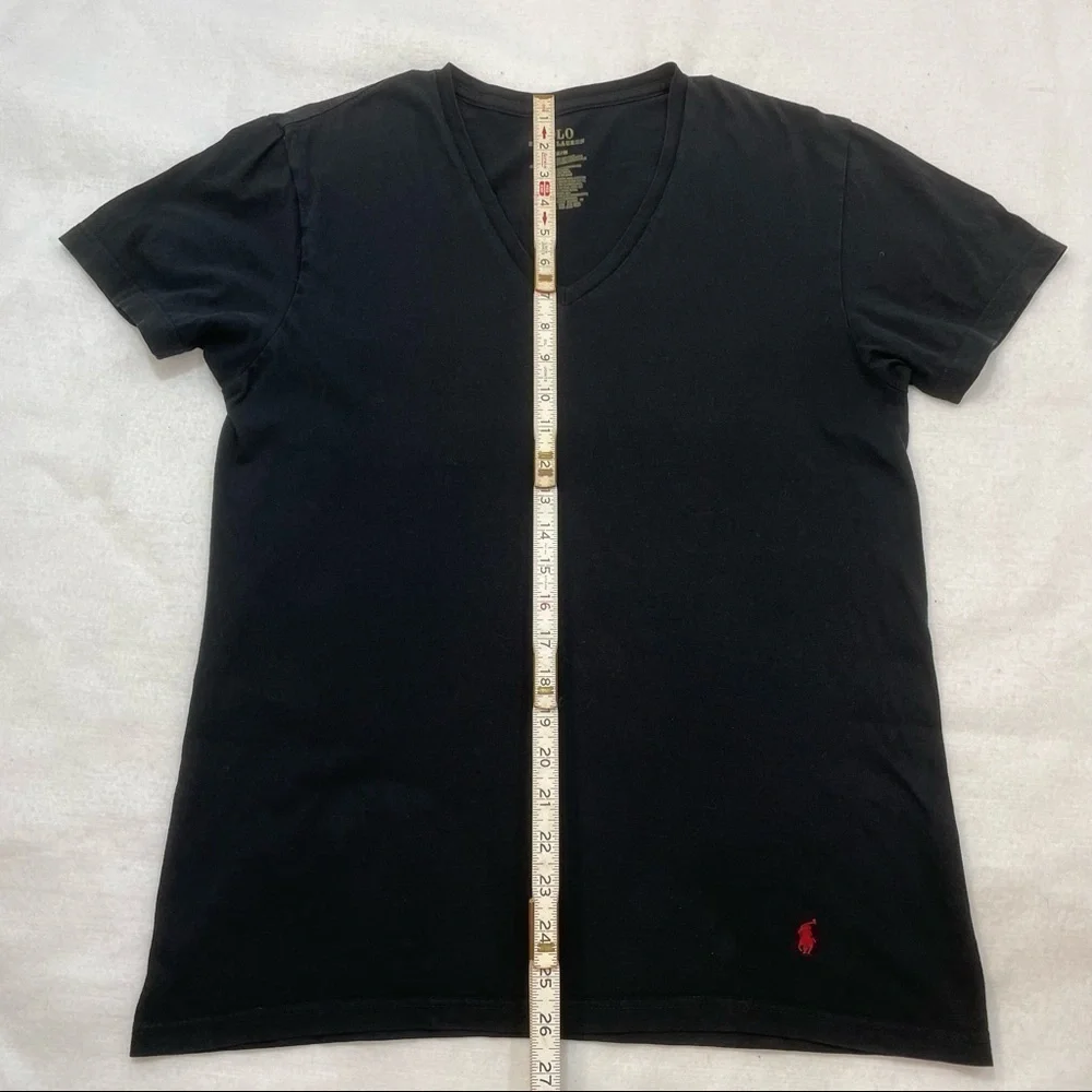 Polo men’s 100% cotton black short sleeve V-neck T-shirt, medium​​​​​​​​​